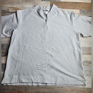 COS Quarter Zip Pullover Grey Short Sleeve Relaxed Large